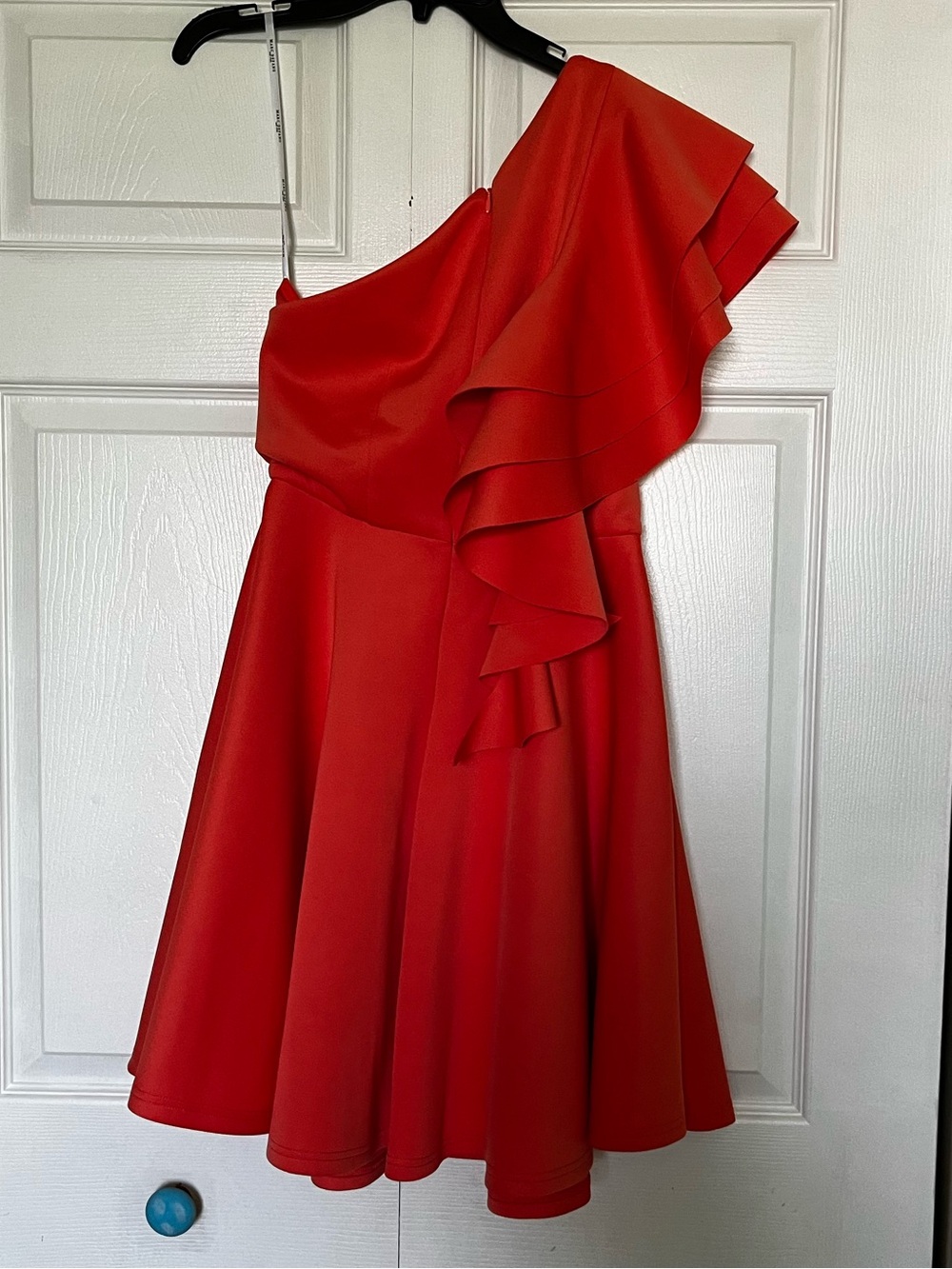 One-Shoulder Red Ruffle Cocktail Dress - Picture 2 of 3